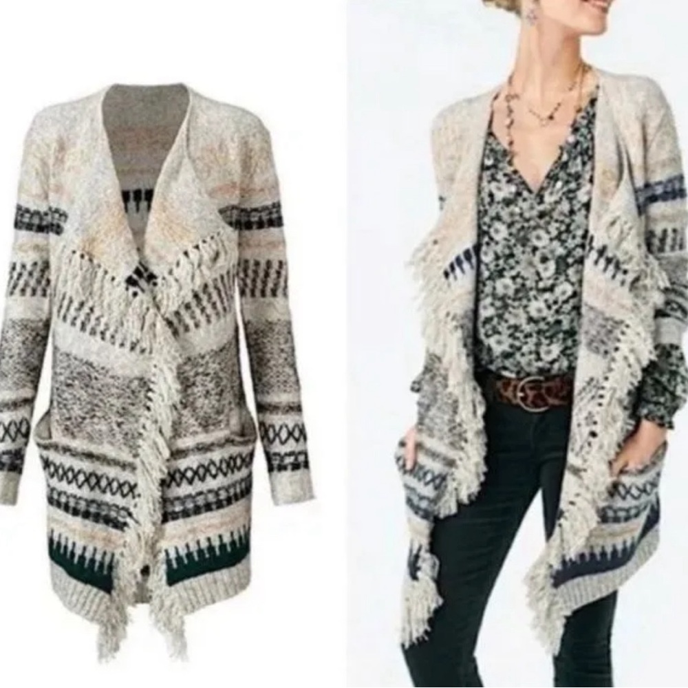 Cabi Shetland Fringe Waterfall Open Cardigan - image 1